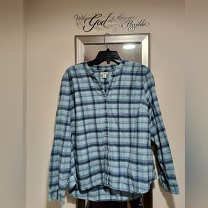 L.L. Bean Blue and Purplish Blue Plaid Shirt